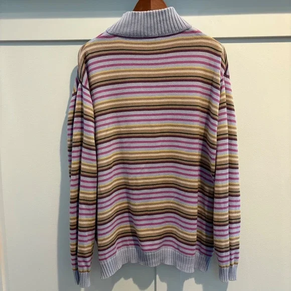 Lacoste 100% Cotton Striped 1/4 Quarter Zip Sweater Men XXL (7) Pastel Y2K Prep - Picture 7 of 12